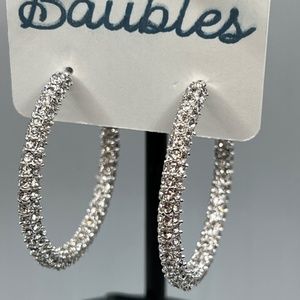 Baubles Encrusted Austrian Crystal Silver Hoop Earrings $12 EA or Bundle 3/$20